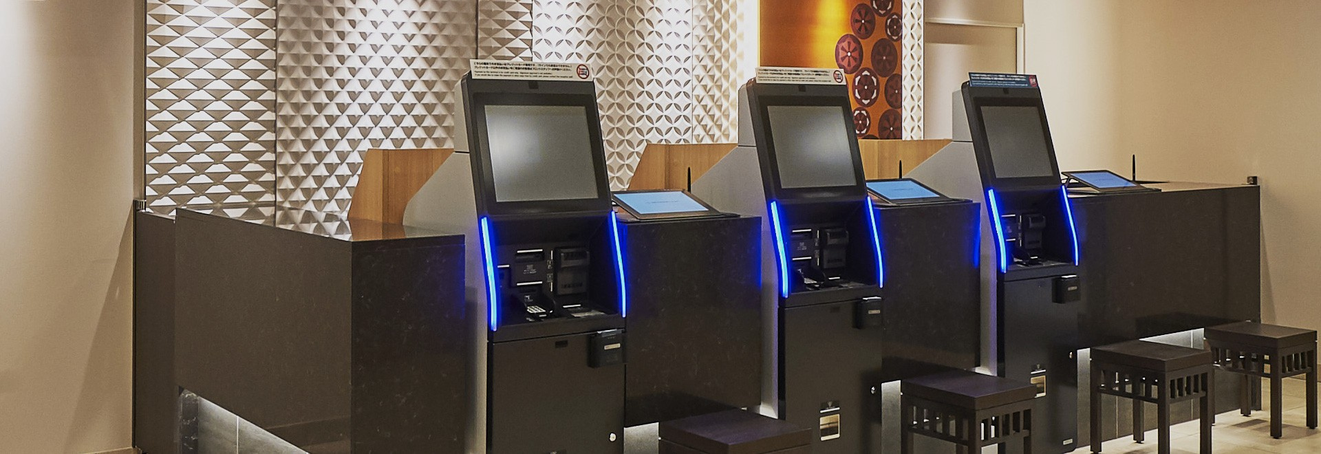 Introduction of check-in and check-out terminals.