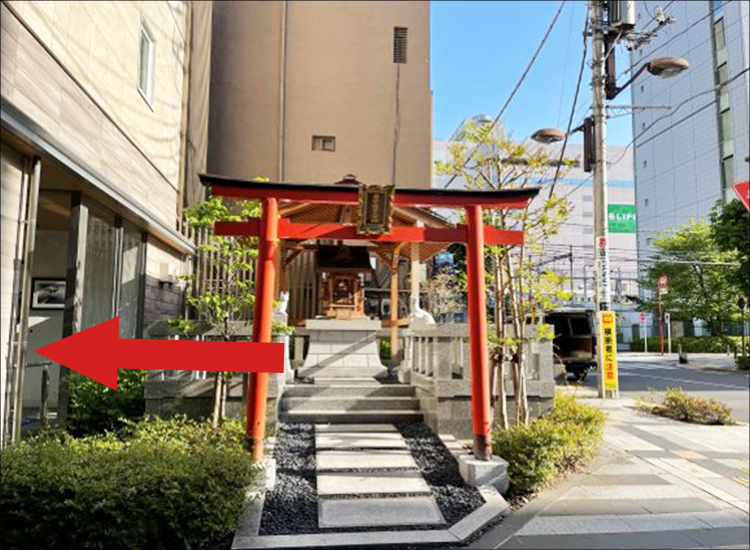 Next to the front of the torii gate is the entrance to our hotel.
