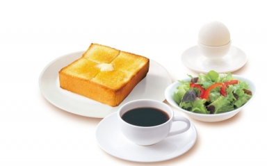 ゆで卵&厚切りバタートースト（モーニングサラダ付き）+コーヒー or 紅茶 or オレンジジュース