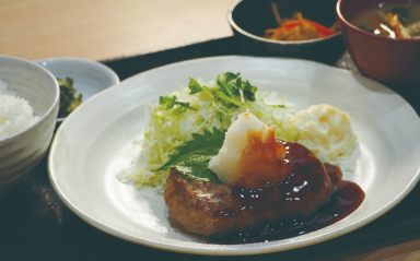 Japanese-Style Hamburger Steak with Grated Daikon-Radish Set Menu