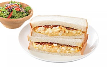 Egg salad sandwich(with morning salad) with a drink
