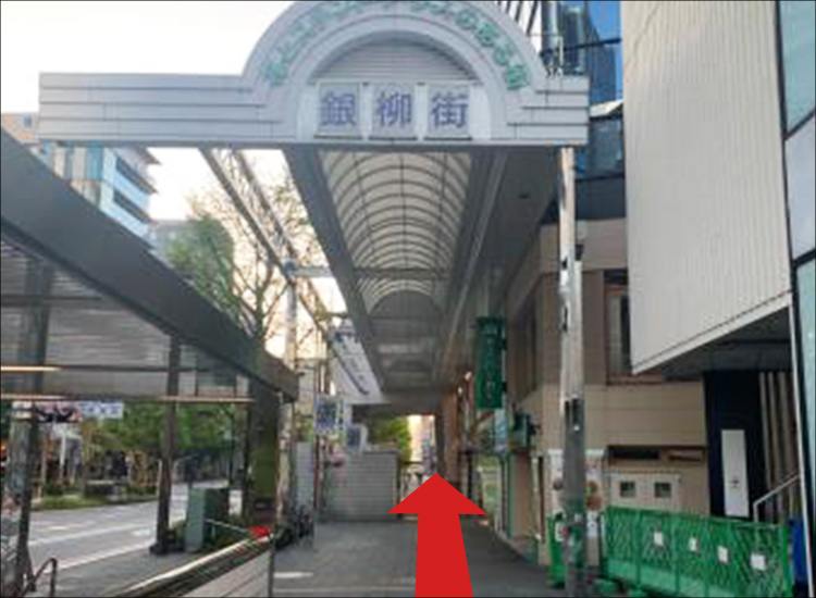 Keep going straight and you will see an arcade on Ginryugai street. Continue straight.