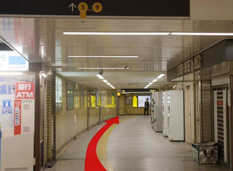 After passing the Minami-Minami (South-South) Ticket Gate, walk in the passageway on the right of the convenience store.
