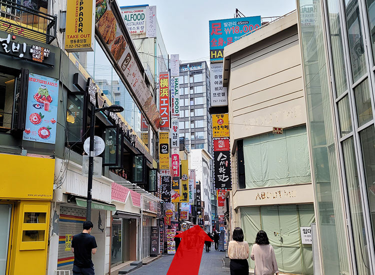 Keep going straight until you get to Myeong-dong Main Street.
