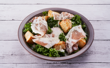 Kale and Prosciutto Caesar Salad
